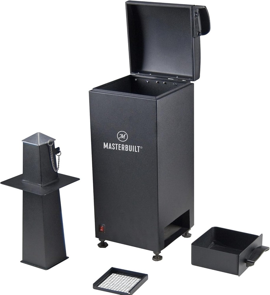 Black Vertical BBQ Smoker Attachment: Continuous Smoke System, Removable Tray