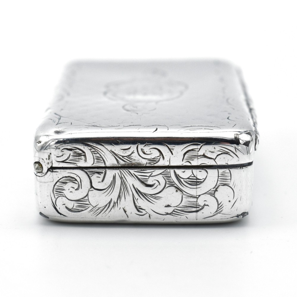Antique Victorian Solid Silver Snuff Box 1845 Edward Smith