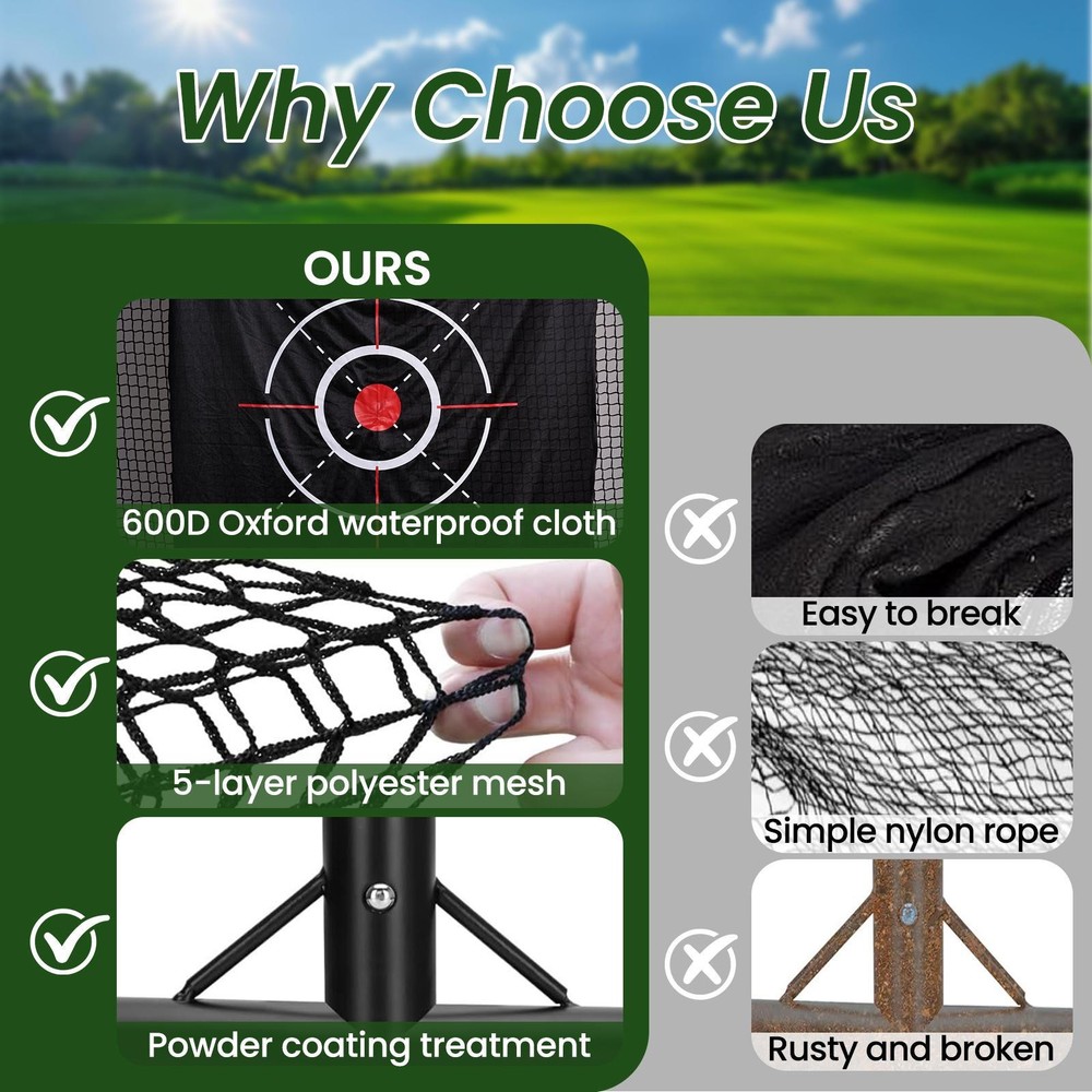 10x7ft Golf Practice Net w/ Target Cloth Driving Golf Hitting Training Net