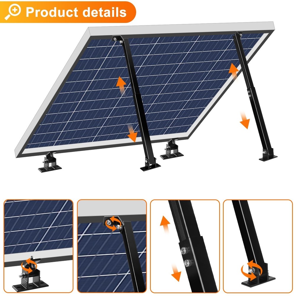 Solar Panel Mount, Aluminum Alloy Adjustable Solar Panel Tilt Mount Brackets,...