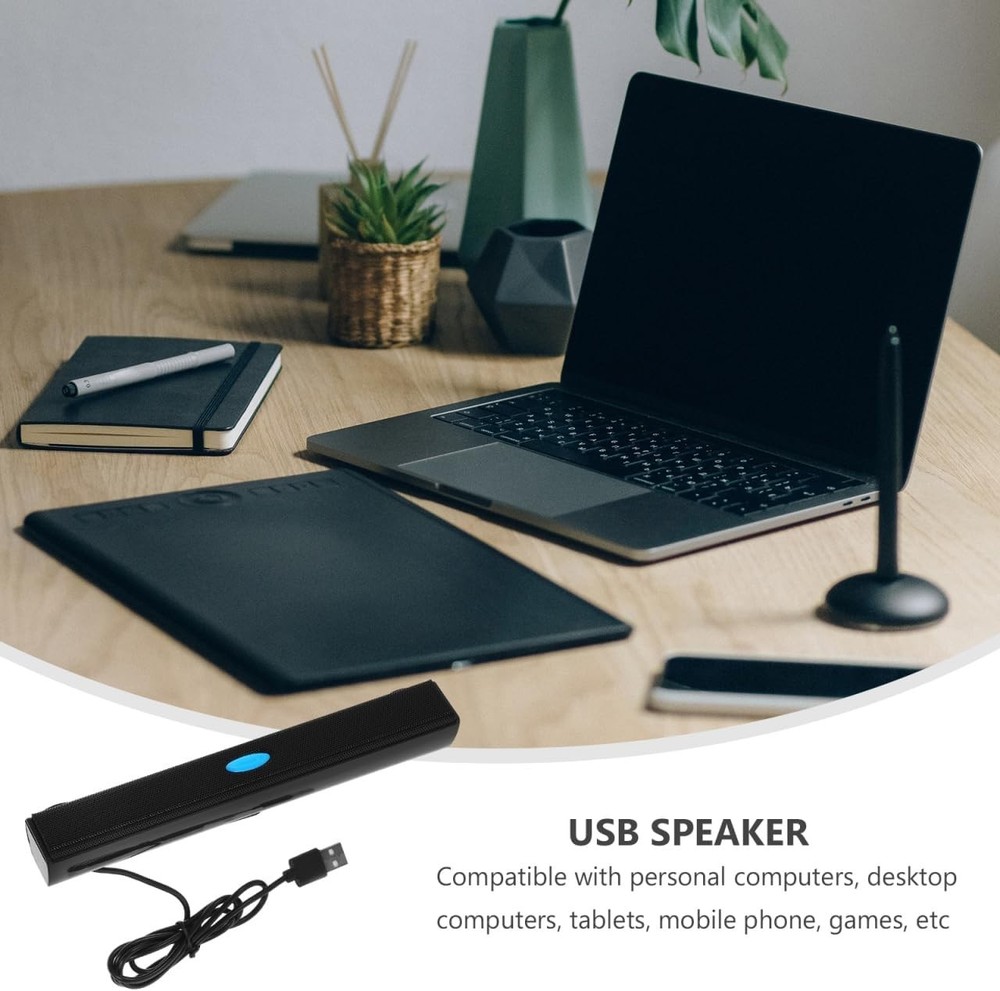 Mini Computer Speaker, USB 2.0 Soundbar for Laptop Desktop PC, Small Wired Ex...