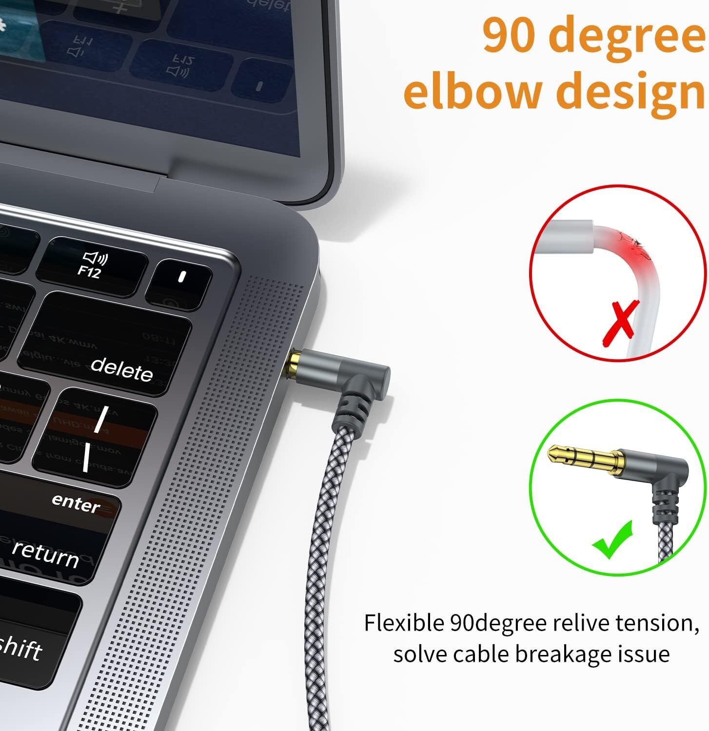 3.5Mm to 2.5Mm Aux Audio Cable (6.6FT), 90 Degree Right Cord Compatible with Bos