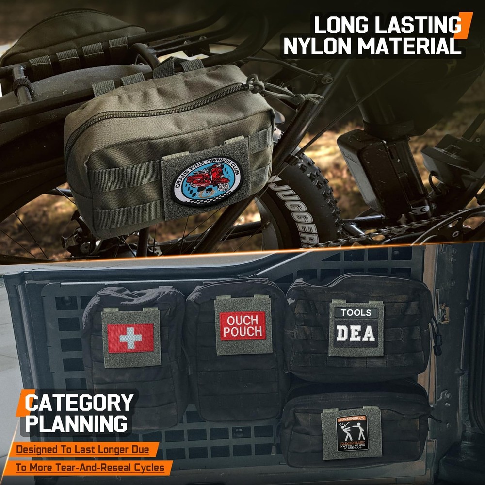 Molle Patch Panel,2/4 Pcs Tactical Hook&Loop Adapter Panel Morale Patch Board...