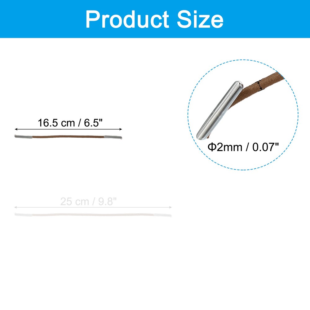 50 Pcs 6 Inch Elastic Barbed Cord 2 mm Loop Stretch Round String Brown