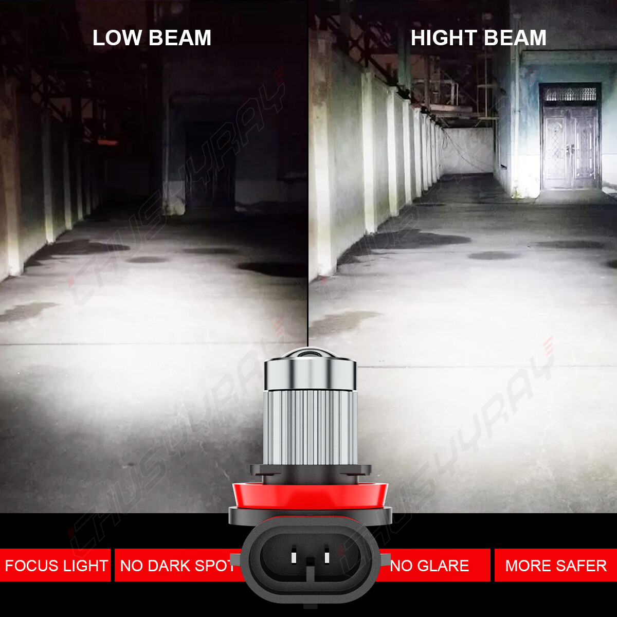 For Kawasaki ZX1400A Ninja ZX14 2006 2007 4x H11 H9 Lamp LED Headlight Bulbs Kit