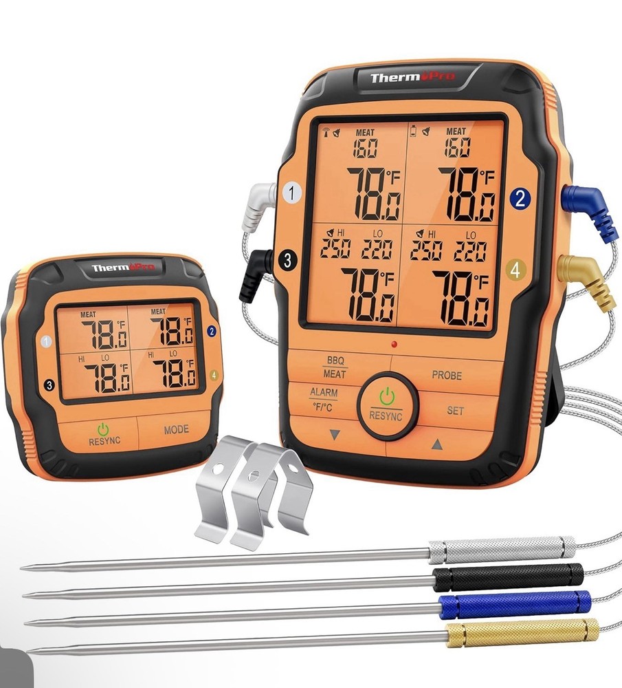 ThermoPro TP27 500FT Long Range Wireless Meat Thermometer for Grill 4 Probe