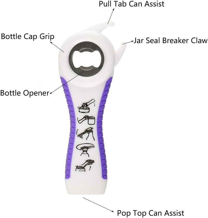 2 pack 5-in-1 Multi Function Plastic Grip Bottle Opener- Easily Opens White