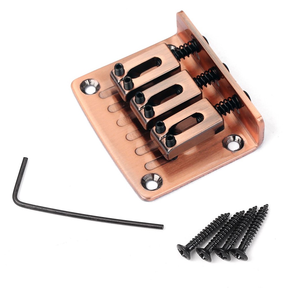 Adjustable 3 String Chrome Hard-Tail Guitar Bridge for Electric Cigar Box Guitar