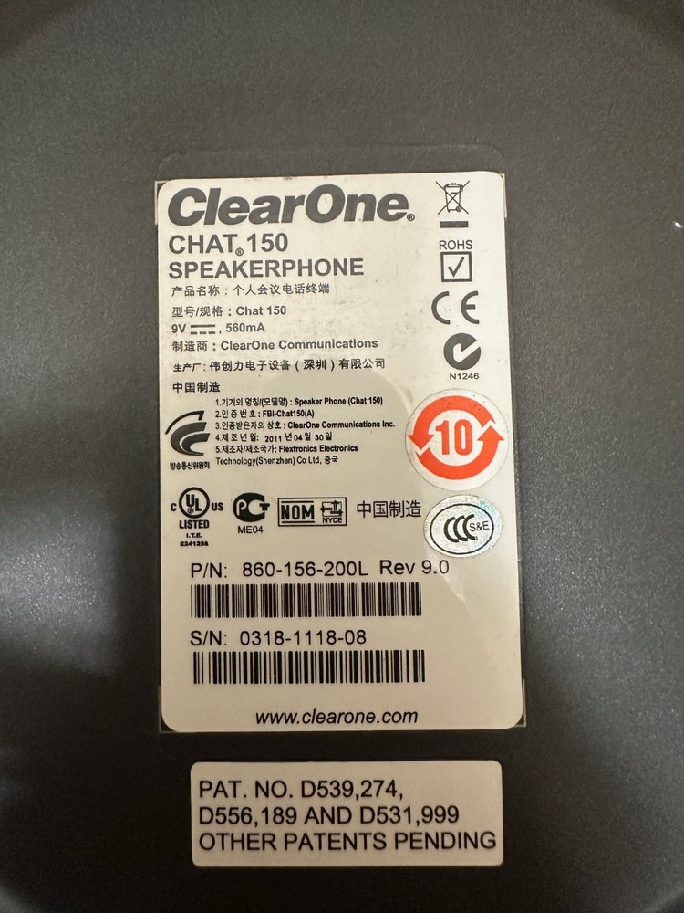 ClearOne 860-156-200L Chat 150 Speakerphone *NEW*