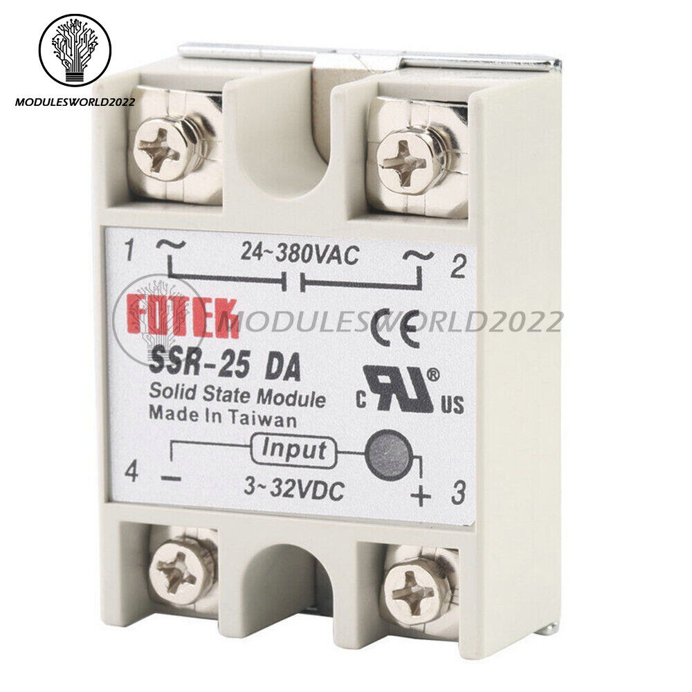 1-10PCS SSR-25DA Solid State Relay Module 25A DC 3V-32V Input AC 24V-380V Output