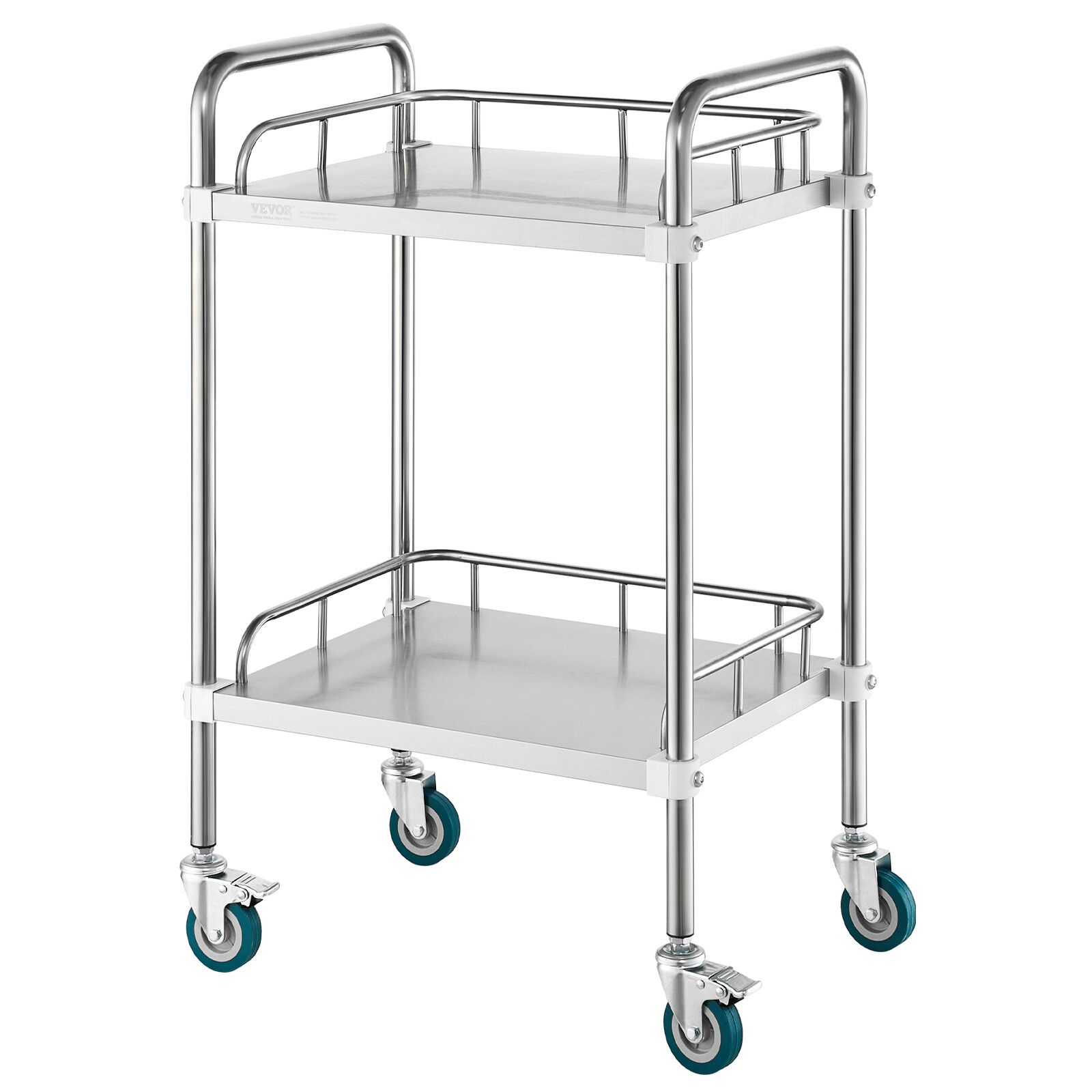 VEVOR Lab Rolling Cart 2-Layer Stainless Steel Medical Dental Lab Serving Cart