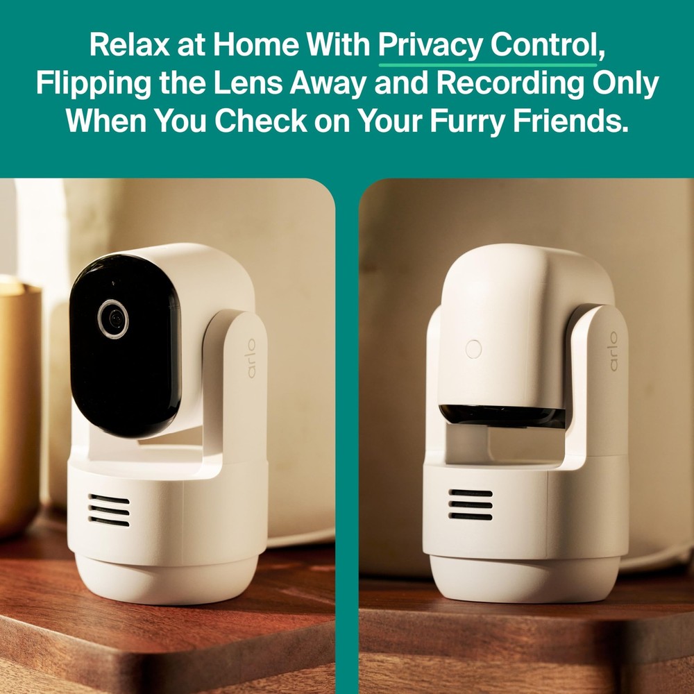 Arlo Essential Indoor Pan Tilt Security Camera 2K Wired Plug-in (2025 Release)