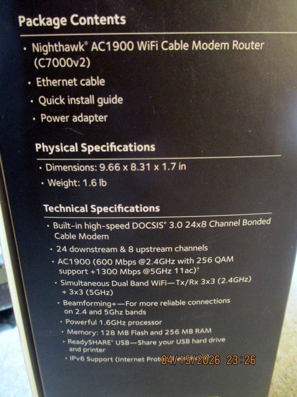 NETGEAR Nighthawk Cable Modem and WiFi 5 Router Combo (C7000)