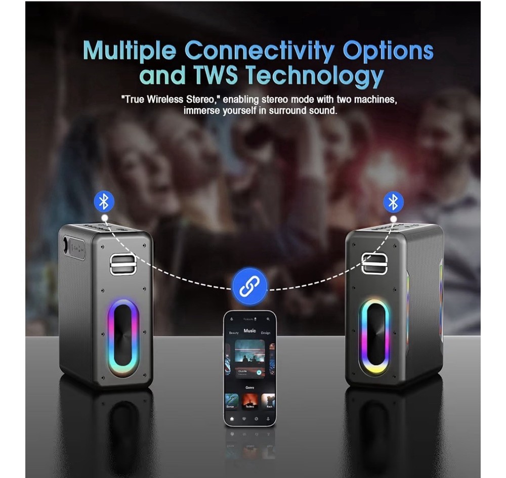 Karaoke Machine with Two Wireless Microphones, Powerful Portable Bluetooth...