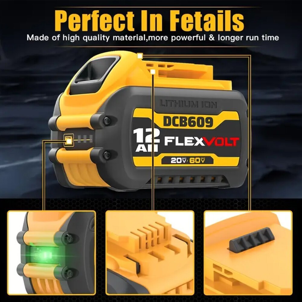 2Pack 12.0AH For DEWALT DCB612 20V/60V MAX FLEXVOLT Lithium-Ion Battery DCB609-2