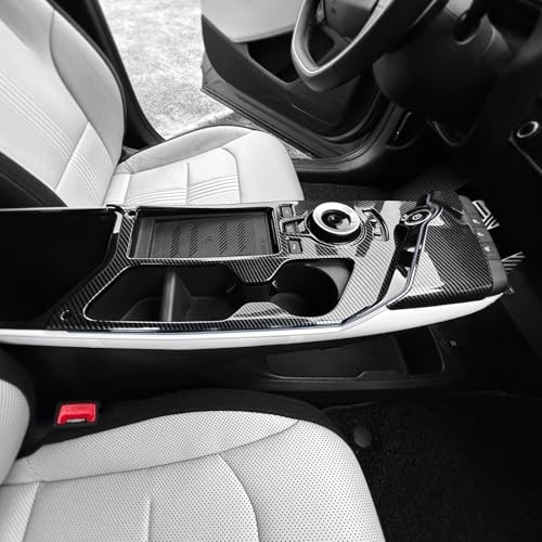 2PCS Gear Shift Panel Trim Covers Compatible with Kia EV6 Carbon Fiber Pattern