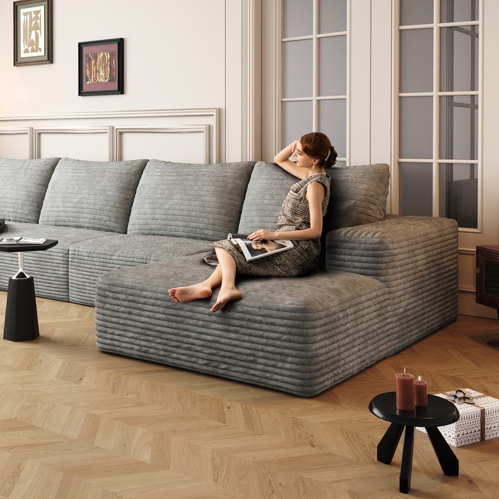 135" Cloud Sectional Couch with L-Shape Chaise,Modern Modular Sofa with Deep S