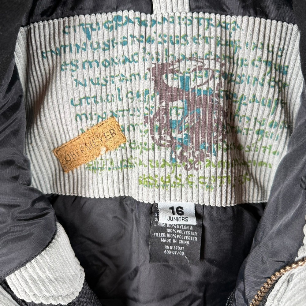 Obermeyer Ripper Ski Jacket Grey Herringbone Corduroy Patchwork 16J Gorpcore