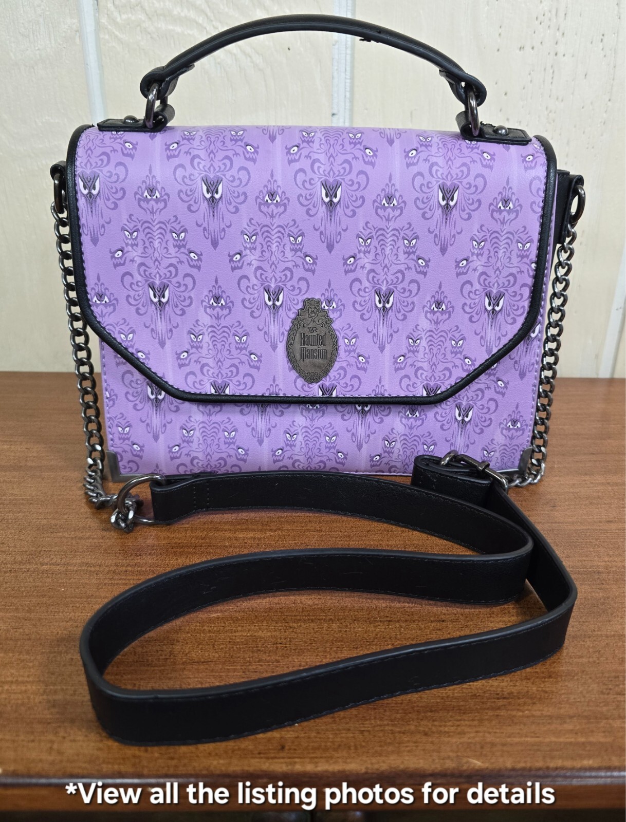 Disney Loungefly Parks The Haunted Mansion Wallpaper Eyes Crossbody Bag Purse