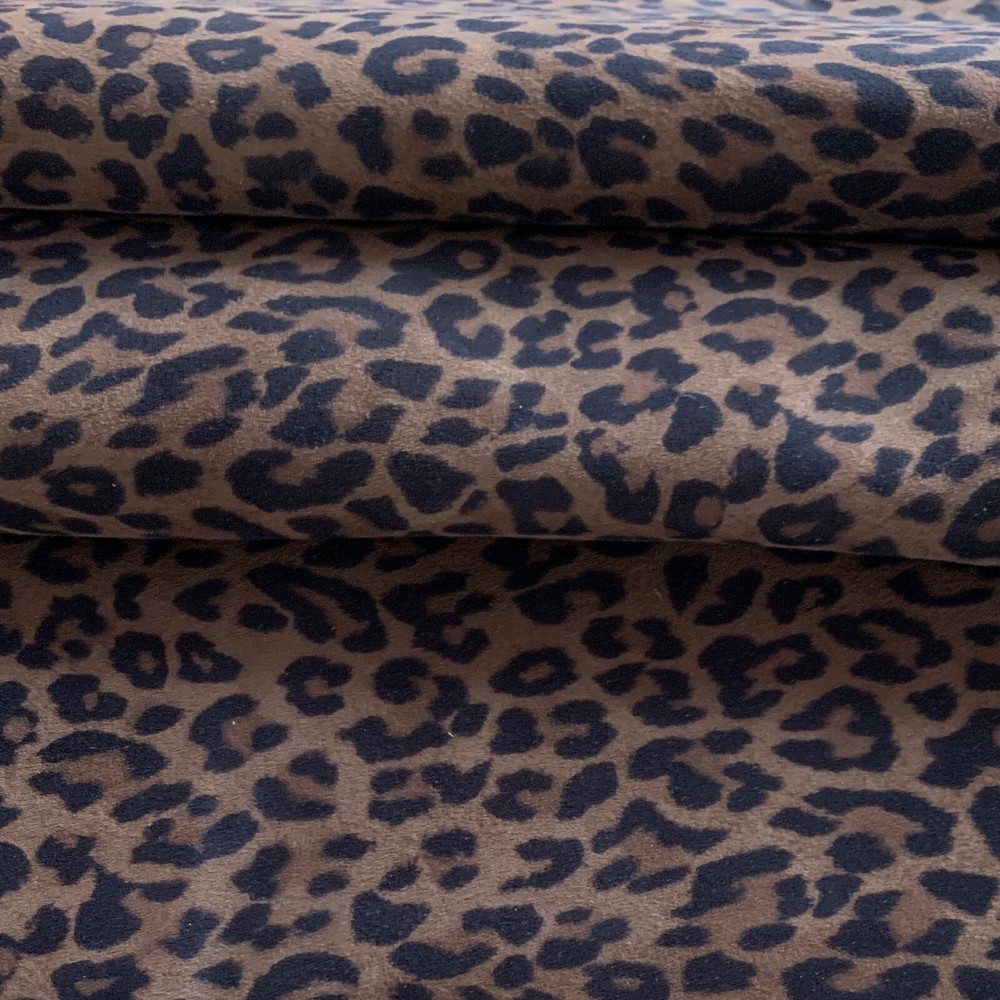 Leopard Print Leather Hides Suede Thin Fabric Soft Crafting DIY Sewing Material