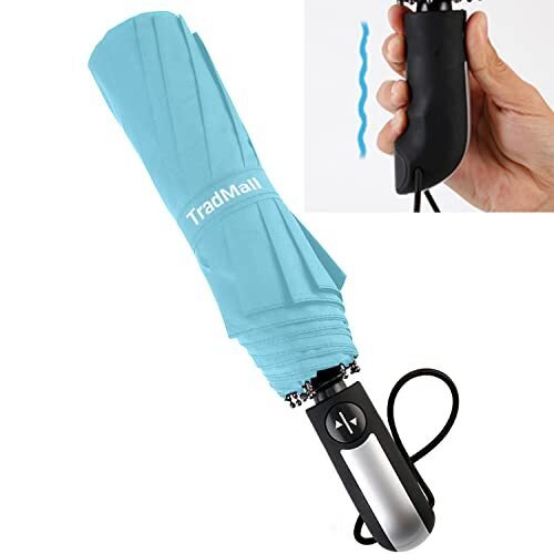 46" Windproof Travel Umbrella Large Canopy Ergonomic Handle Auto Open & Close