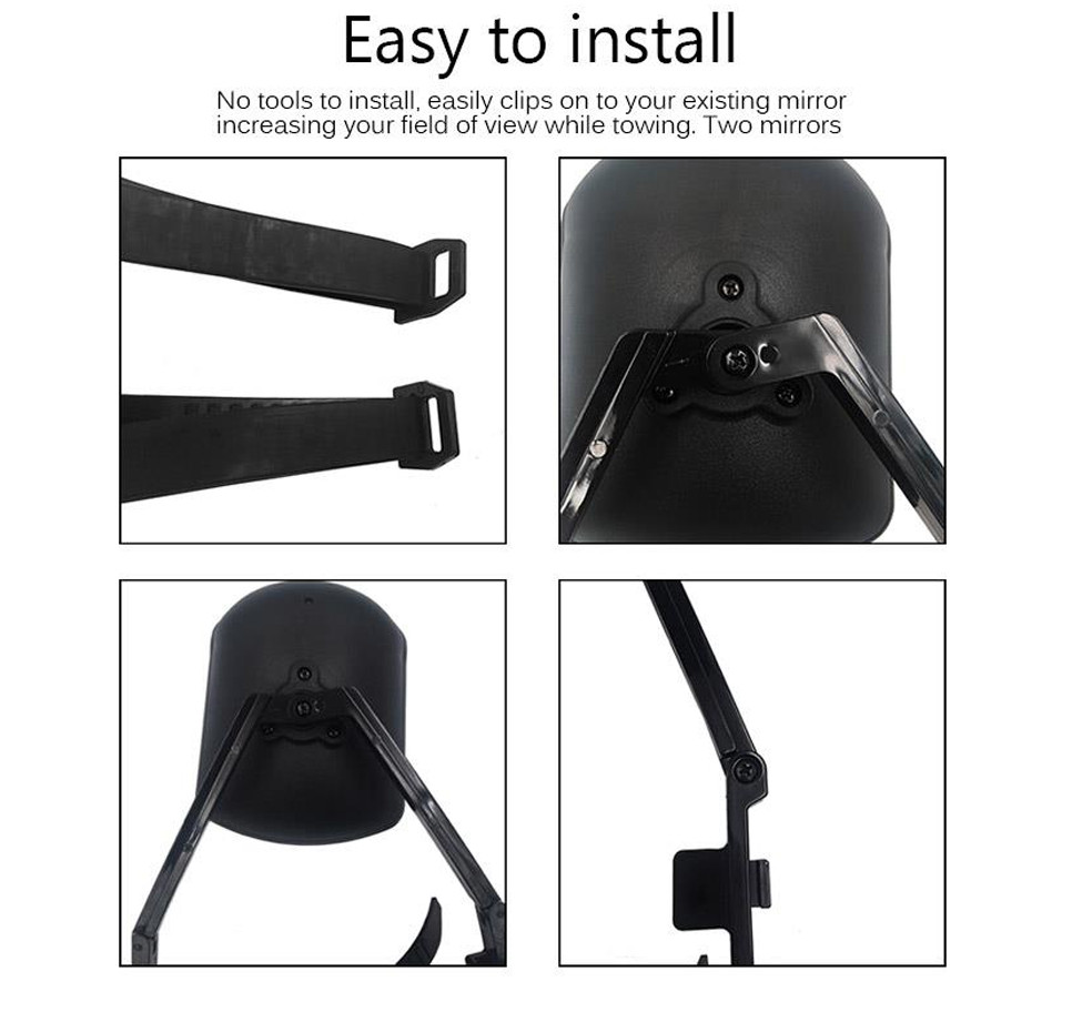 Clip On Towing Mirrors Extensions Adjustable Camper Mirrors Rotation Universal*1