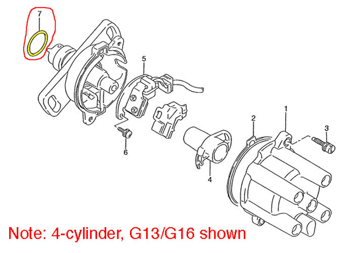Distributor Shaft O-Ring | Metro Swift GTi Esteem | 3cyl 4cyl G10 G13 G16 | OE