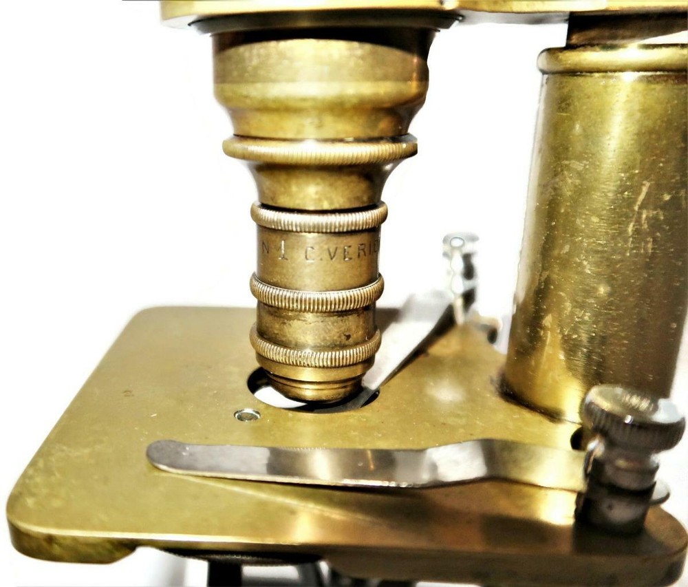 Vintage Constant Verick, Paris, 4121 Brass Monocular Microscope