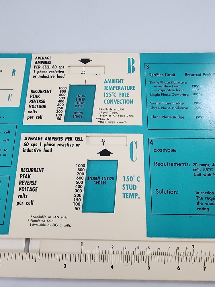 1960s General Electric GE Rectifier Selection Slide Chart