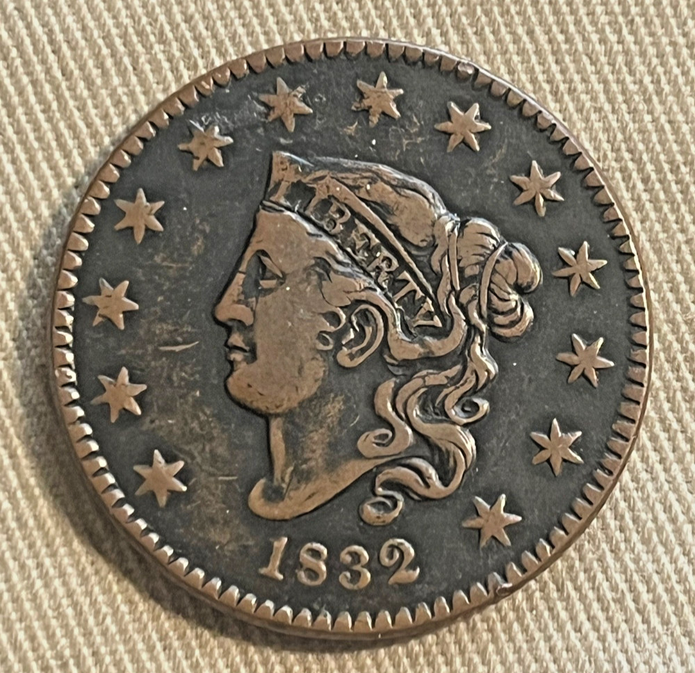1832 Coronet head cent , better date, VF