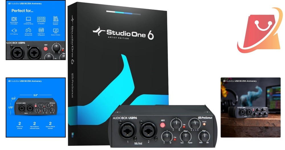 USB Audio Interface 2-Channel Recording Software Studio One Ableton Compatible
