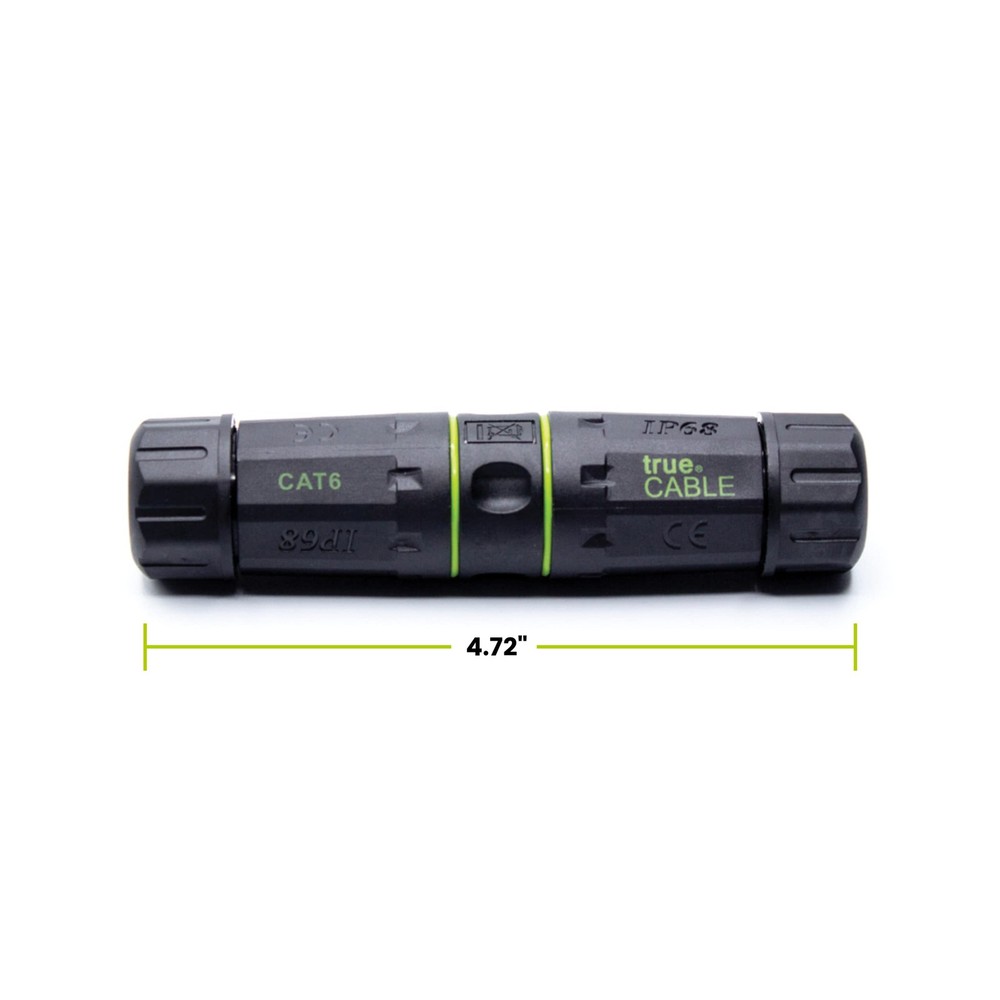 trueCABLE Cat6 Waterproof Inline Coupler, Shielded (STP), IP68 , PoE++ (4PPoE...