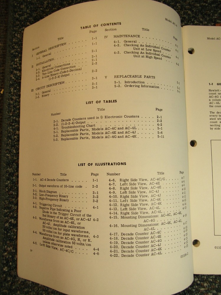 HP Decade Counters AC-4 Operating & Service Manual ~ Original