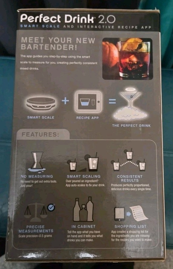 Perfect Drink 2.0 App-Controlled Smart Scale Bartending Cocktail Making Set