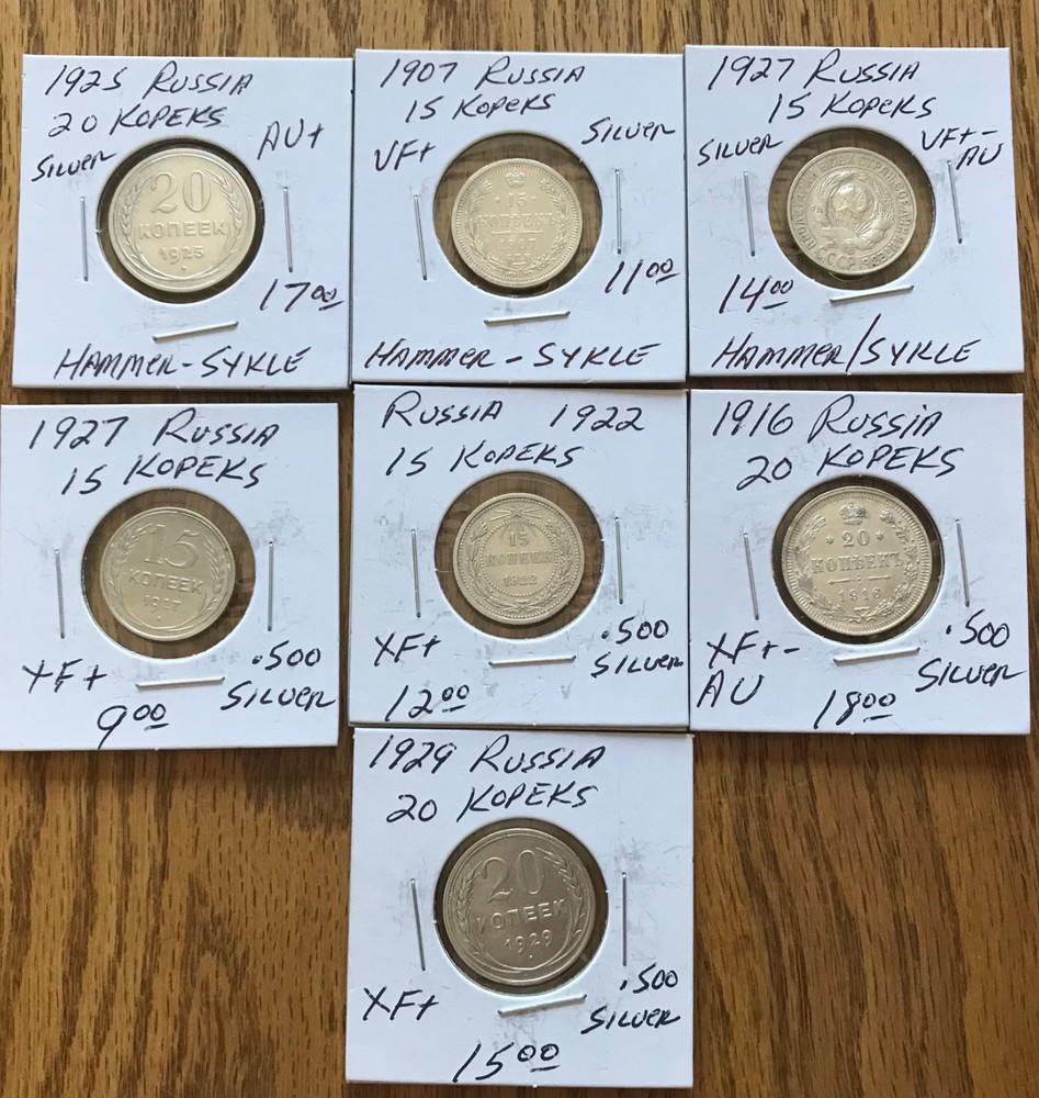 Russia Silver Kopeks-7 total