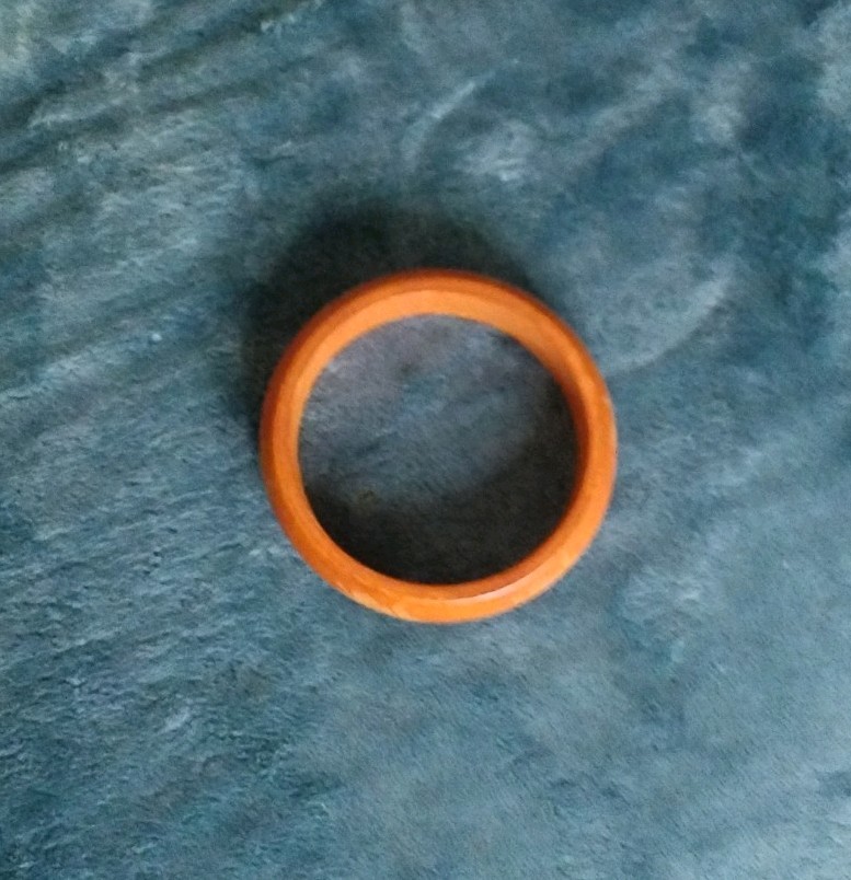 Bakelite Orange Bangle Bracelet with Floral Pattern, Vintage 3 Inch Diameter