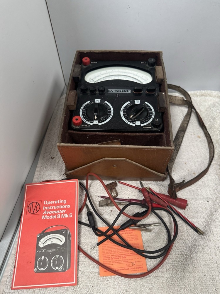Avometer 8 V Electrical Test Meter Leather Carry Case Leads Instructions Working