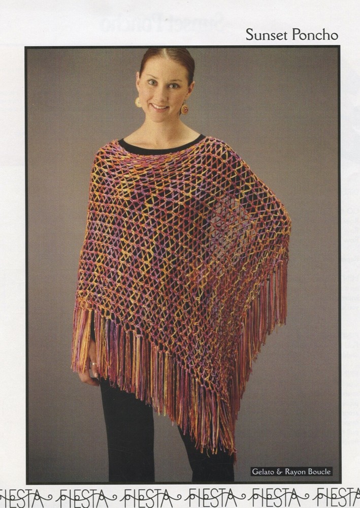 Fiesta Knitting Pattern - Sunset Poncho - Easy Knit