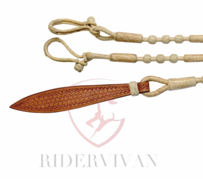 Romal Reins Beige Cow Rawhide, Rommel Reins 20 Plaits, Regular 55" Romal Reins.