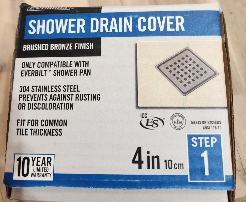 Everbilt Watershield Shower System 4 in. Bronze Square Grid Drain Grate