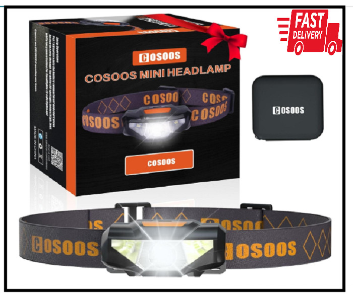 COSOOS Mini LED Headlamp Flashlight with Carrying Case, 1.6oz Lightweight Small