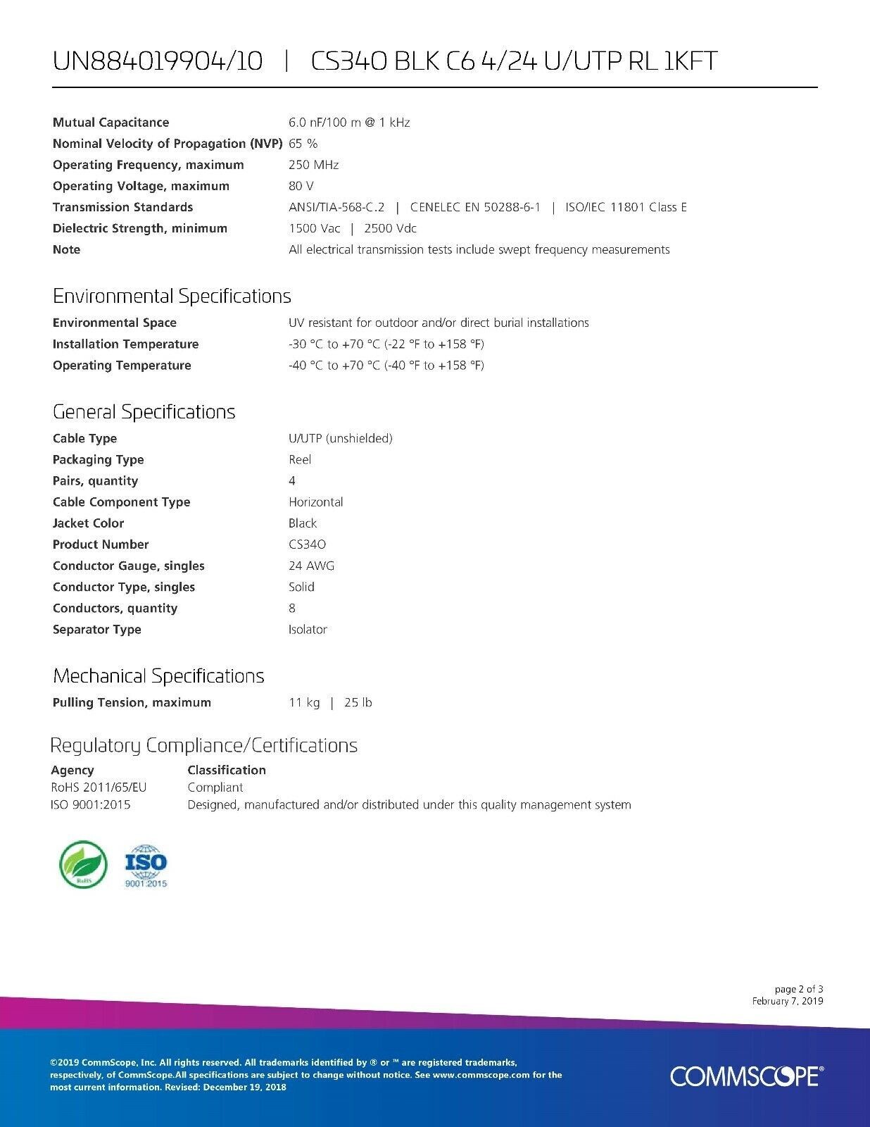 CS340 100'FT Cat6 Gel Outdoor Direct Burial USA Cable Ethernet network Copper