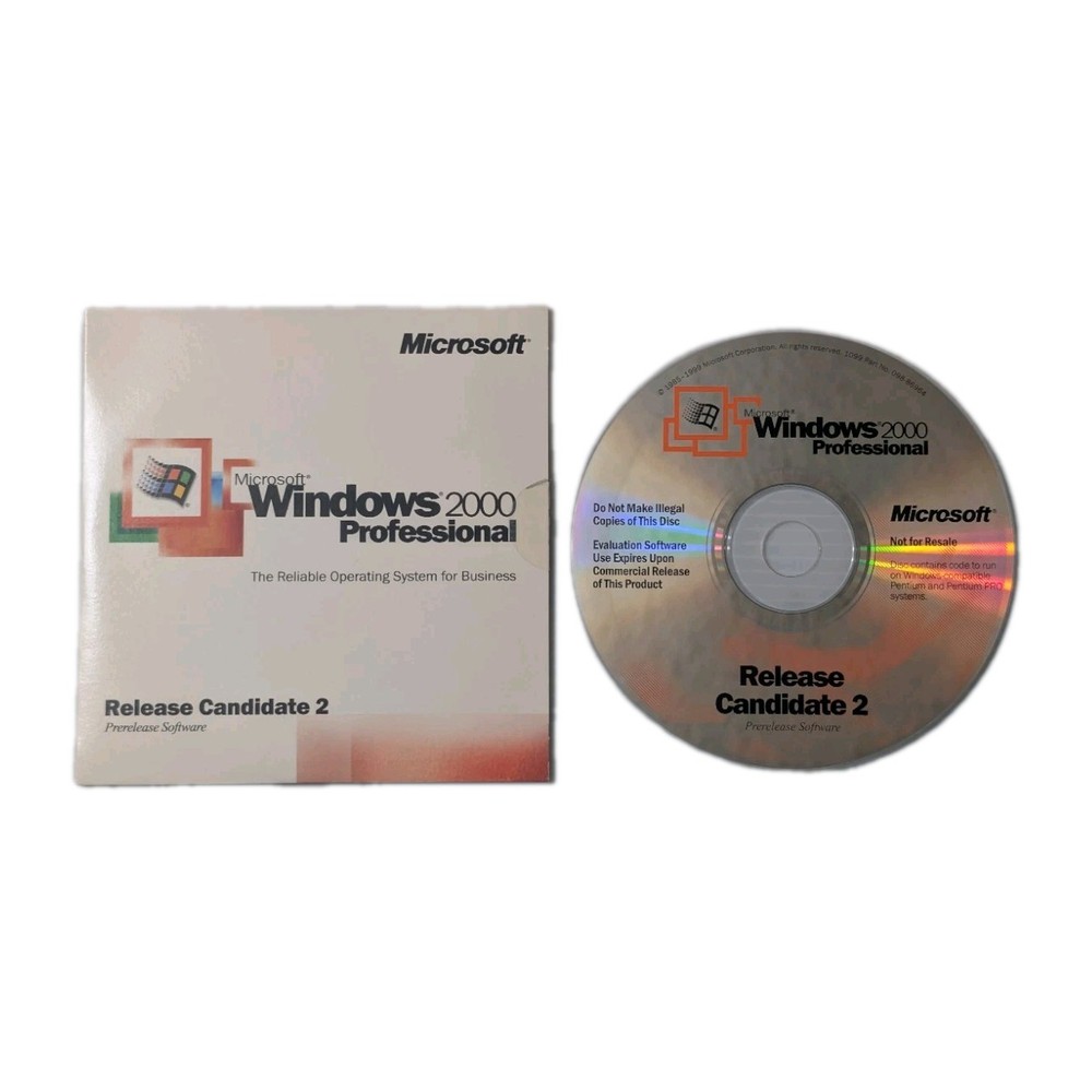 Vintage Microsoft Windows 2000 Pro RC2 CD-ROM Rare Beta Software