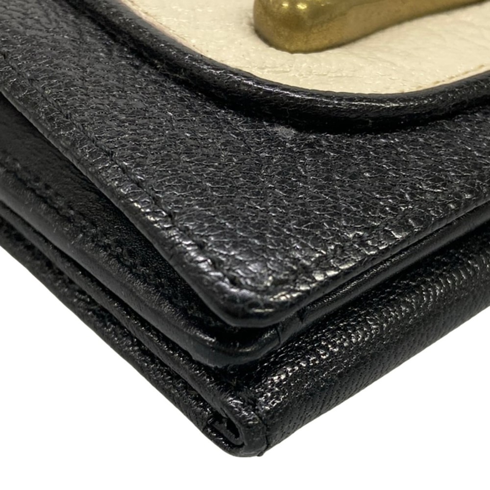 TOFF&LOADSTONE Black White Leather Trifold Wallet