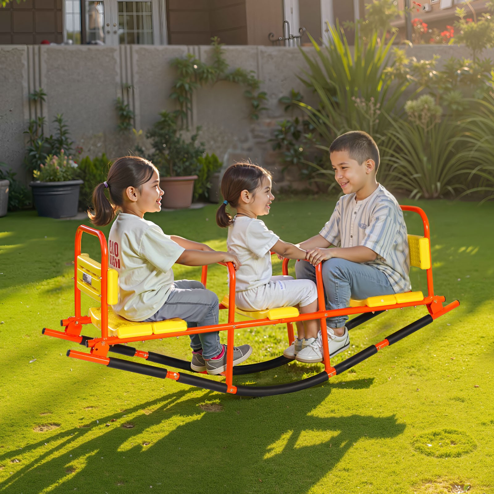 VEVOR Kids Seesaw 200 lbs Capacity Metal Rocking Teeter Totter with Handles