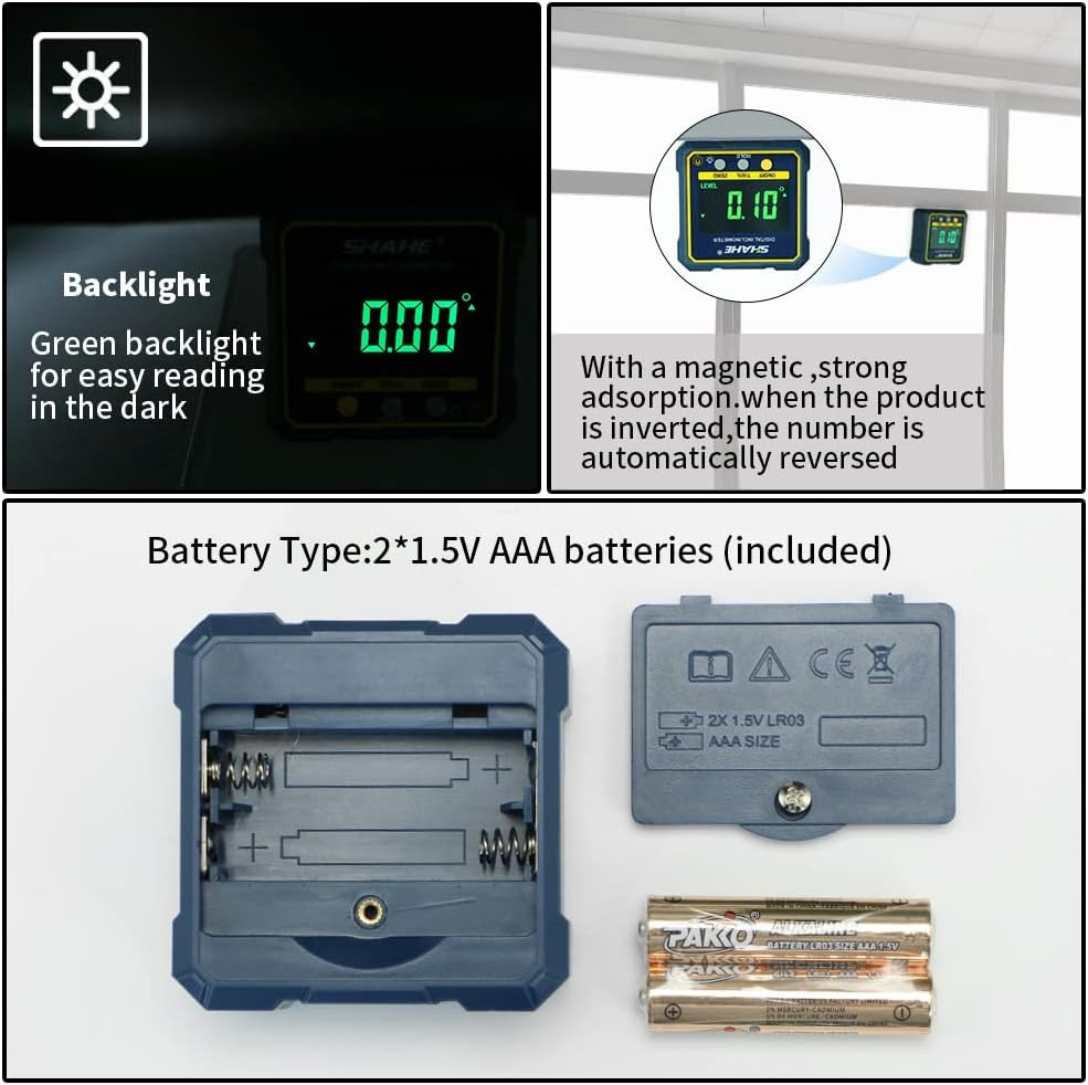 Digital Angle Gauge Magnetic Protractor Inclinometer Level Angle Finder Angle ..