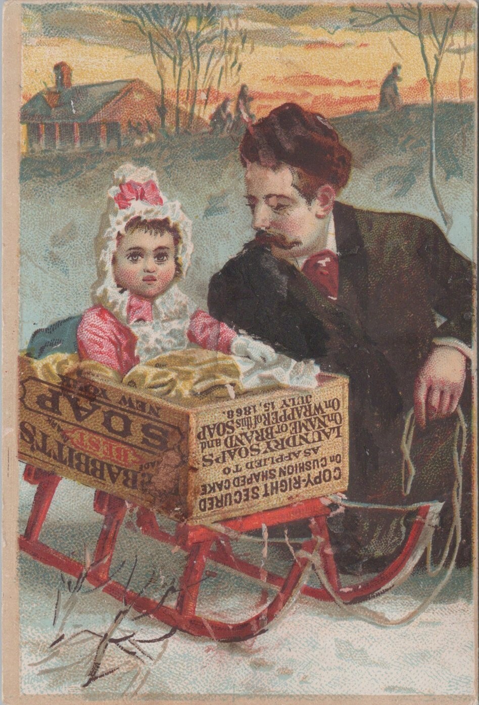 Babbitt Best Soap Box Sled Racer Snow Father String Sunset LQV2