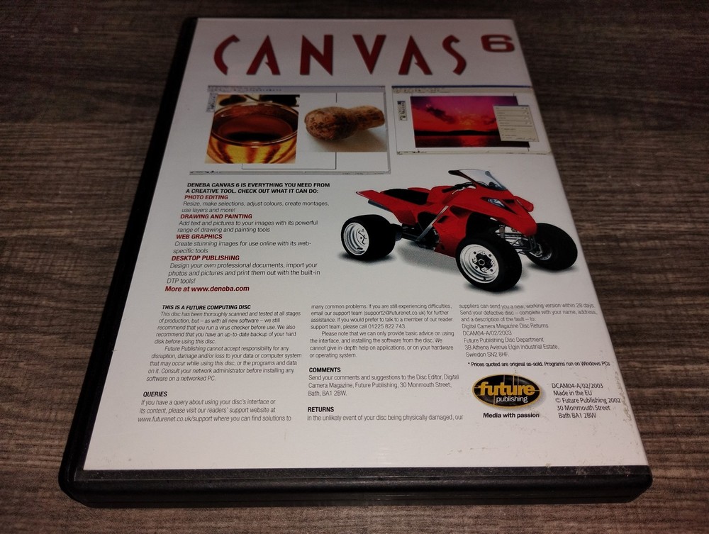 Deneba Canvas 6 PC CD-ROM Future Publishing 2002 software for Windows 95/98/NT4