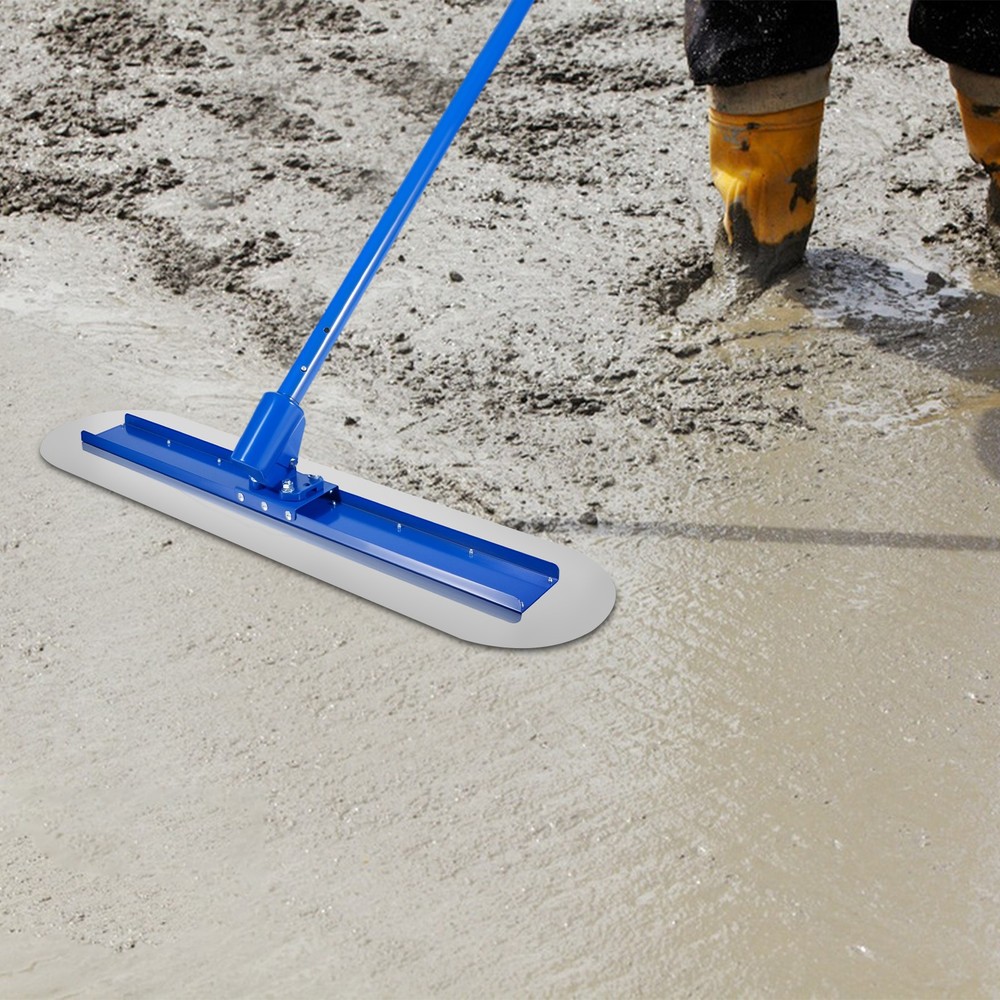 Bull Float 48x12” Concrete Float Tool Trowel Float With 3 Handles Round End Blue