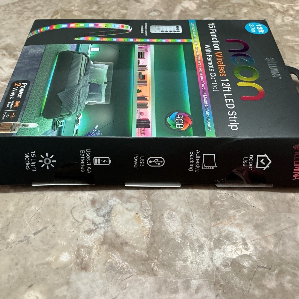 Neon 15 Function Wireless 12ft Multicolor LED Light Strip with Remote Control